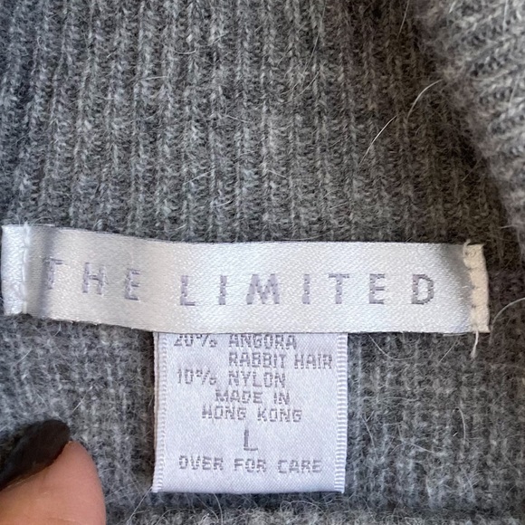 The Limited Gray Soft Cozy Lambswool Angora Rabbit Hair Turtleneck Sweater Sz L - Picture 5 of 7